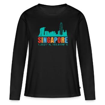 Singapour - T-shirt manches longues Premium bio Femme - noir - Devant - Julia (174cm)