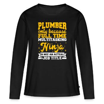Klempner - Frauen Premium Bio Langarmshirt - Schwarz - Vorne - Julia (174cm)