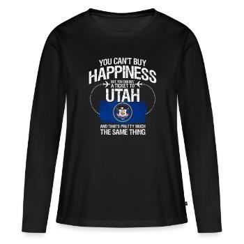 Utah - T-shirt manches longues Premium bio Femme - noir - Devant - Julia (174cm)