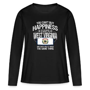 West Virginia - Frauen Premium Bio Langarmshirt - Schwarz - Vorne - Julia (174cm)