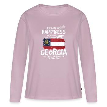 Géorgie - T-shirt manches longues Premium bio Femme - rose poudré - Devant - Julia (174cm)