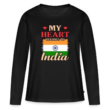 Inde - T-shirt manches longues Premium bio Femme - noir - Devant - Julia (174cm)