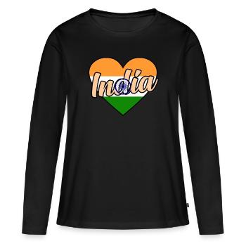 Indien - Frauen Premium Bio Langarmshirt - Schwarz - Vorne - Julia (174cm)
