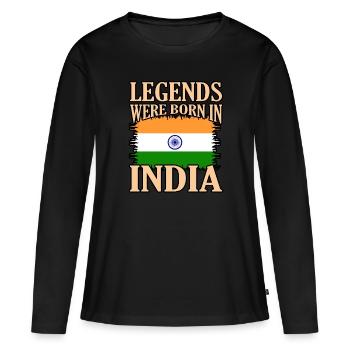 Indien - Frauen Premium Bio Langarmshirt - Schwarz - Vorne - Julia (174cm)