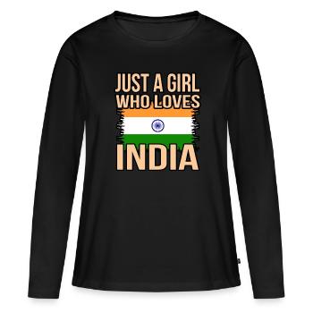 Inde - T-shirt manches longues Premium bio Femme - noir - Devant - Julia (174cm)