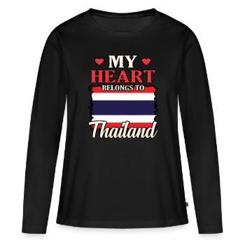 Thaïlande - T-shirt manches longues Premium bio Femme - noir - Devant - Julia (174cm)