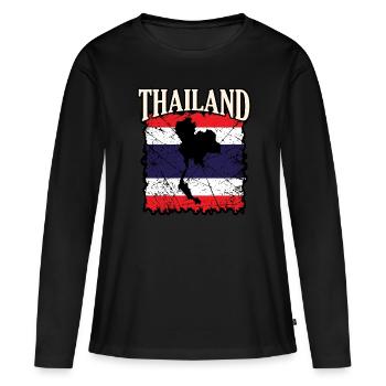 Thaïlande - T-shirt manches longues Premium bio Femme - noir - Devant - Julia (174cm)