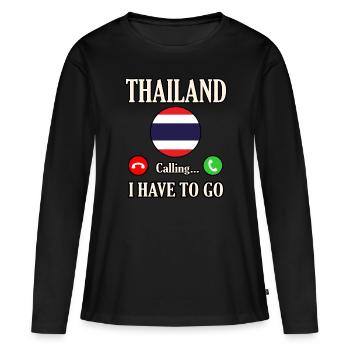 Thaïlande - T-shirt manches longues Premium bio Femme - noir - Devant - Julia (174cm)