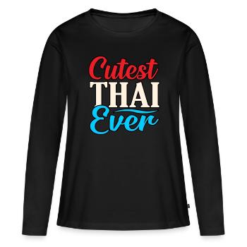 Thailand - Frauen Premium Bio Langarmshirt - Schwarz - Vorne - Julia (174cm)