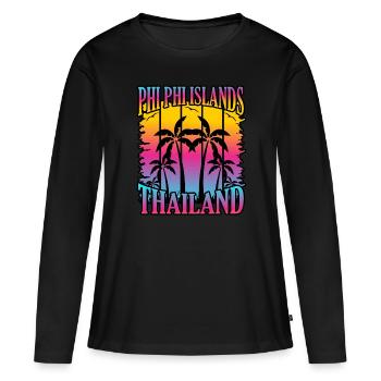 Thaïlande - T-shirt manches longues Premium bio Femme - noir - Devant - Julia (174cm)
