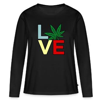 Cannabis - T-shirt manches longues Premium bio Femme - noir - Devant - Julia (174cm)
