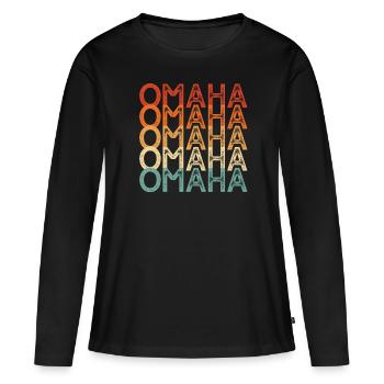 Omaha Nebraska - T-shirt manches longues Premium bio Femme - noir - Devant - Julia (174cm)
