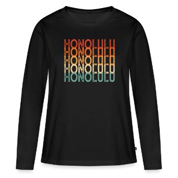 Honolulu Hawaï - T-shirt manches longues Premium bio Femme - noir - Devant - Julia (174cm)