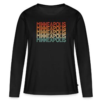 Minneapolis (Minnesota) - T-shirt manches longues Premium bio Femme - noir - Devant - Julia (174cm)