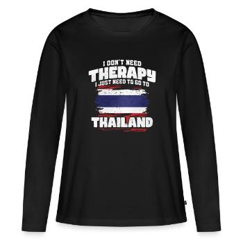 Thailand - Frauen Premium Bio Langarmshirt - Schwarz - Vorne - Julia (174cm)