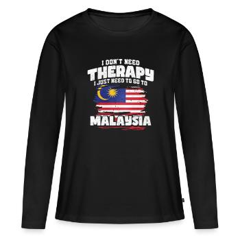Malaysia - Frauen Premium Bio Langarmshirt - Schwarz - Vorne - Julia (174cm)