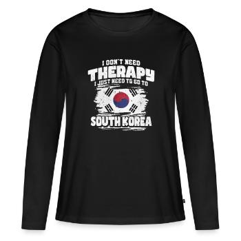 Corée du Sud - T-shirt manches longues Premium bio Femme - noir - Devant - Julia (174cm)
