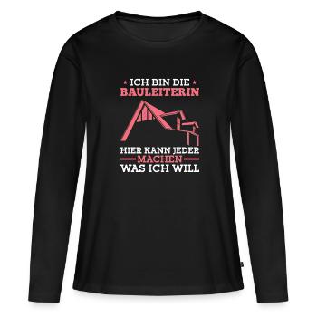 Bauleitung Bauaufsicht Baustelle Bauleiterin - Frauen Premium Bio Langarmshirt - Schwarz - Vorne - Julia (174cm)