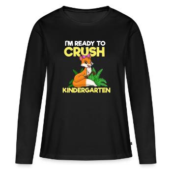 Kindergarten - Frauen Premium Bio Langarmshirt - Schwarz - Vorne - Julia (174cm)