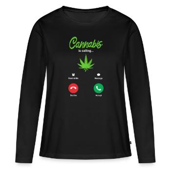 Fumer du cannabis - T-shirt manches longues Premium bio Femme - noir - Devant - Julia (174cm)
