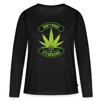 cannabis - T-shirt manches longues Premium bio Femme - noir - Devant - Julia (174cm)