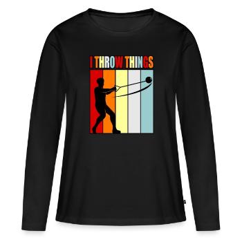 Je lance des choses marteau lancer - T-shirt manches longues Premium bio Femme - noir - Devant - Julia (174cm)