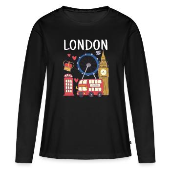 Londres - T-shirt manches longues Premium bio Femme - noir - Devant - Julia (174cm)