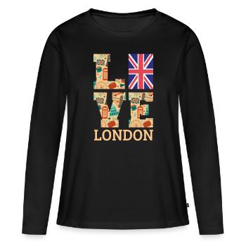 Londres - T-shirt manches longues Premium bio Femme - noir - Devant - Julia (174cm)