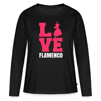 Flamenco - T-shirt manches longues Premium bio Femme - noir - Devant - Julia (174cm)