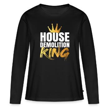 Cadeau de rénovation de destruction de maison - T-shirt manches longues Premium bio Femme - noir - Devant - Julia (174cm)