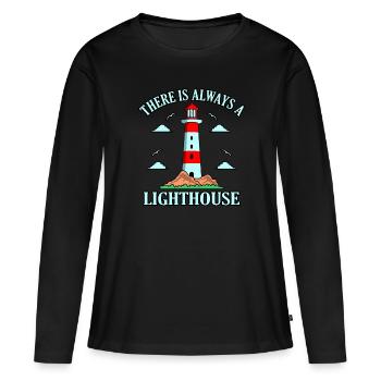 Phare - T-shirt manches longues Premium bio Femme - noir - Devant - Julia (174cm)
