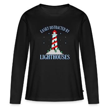 phare - T-shirt manches longues Premium bio Femme - noir - Devant - Julia (174cm)