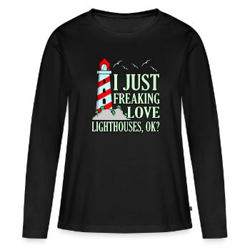 Phare - T-shirt manches longues Premium bio Femme - noir - Devant - Julia (174cm)
