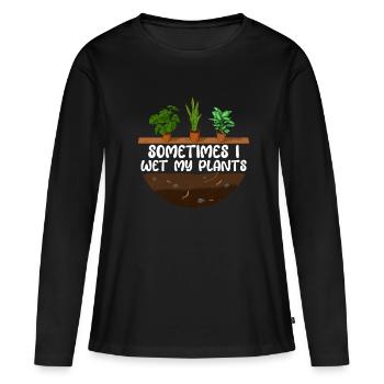 Parfois, je mouille mes plantes - T-shirt manches longues Premium bio Femme - noir - Devant - Julia (174cm)