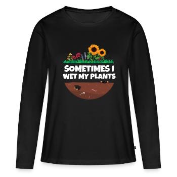 Gärtnerin ich gieße meine Pflanzen - Frauen Premium Bio Langarmshirt - Schwarz - Vorne - Julia (174cm)