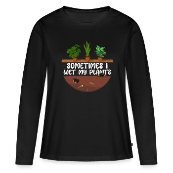 ich gieße meine Pflanzen - Frauen Premium Bio Langarmshirt - Schwarz - Vorne - Julia (174cm)