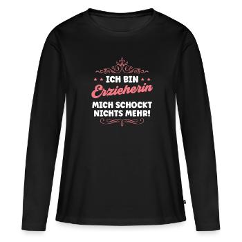 Kita Tagesmutter Kindergarten Erzieherin Geschenk - Frauen Premium Bio Langarmshirt - Schwarz - Vorne - Julia (174cm)