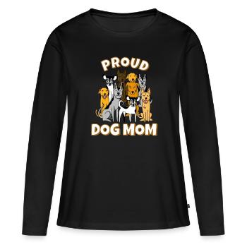 Maman de chien - T-shirt manches longues Premium bio Femme - noir - Devant - Julia (174cm)