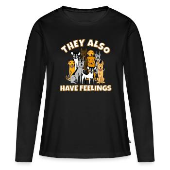 Les chiens ont aussi des sentiments - T-shirt manches longues Premium bio Femme - noir - Devant - Julia (174cm)