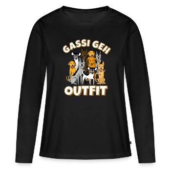 Hunde Gassi gehen - Frauen Premium Bio Langarmshirt - Schwarz - Vorne - Julia (174cm)