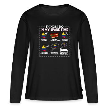 Colombie - T-shirt manches longues Premium bio Femme - noir - Devant - Julia (174cm)