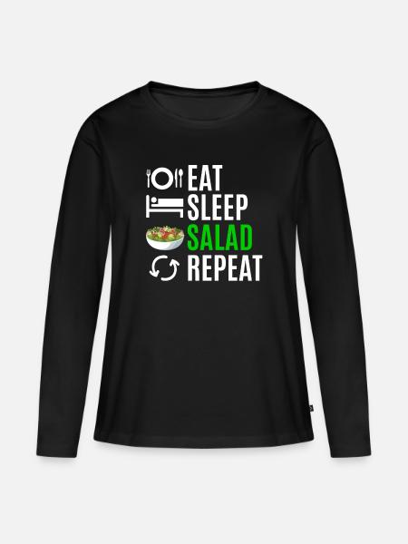 Manger de la salade de sommeil Répéter - T-shirt manches longues Premium bio Femme - noir