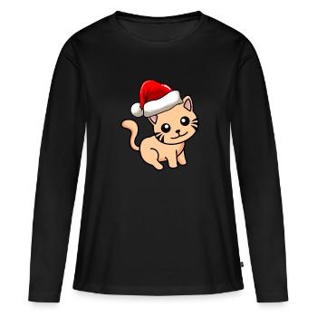 Cat Comic Christmas - Women's Premium Organic Long Sleeve Shirt - black - Front - Julia (174cm)