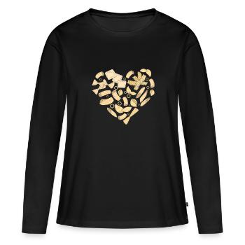 Pâtes coeur Pâtes Pâtes - T-shirt manches longues Premium bio Femme - noir - Devant - Julia (174cm)