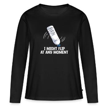 Bouteille d’eau Retournant la bouteille - T-shirt manches longues Premium bio Femme - noir - Devant - Julia (174cm)