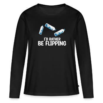 Bouteille d’eau Retournant la bouteille - T-shirt manches longues Premium bio Femme - noir - Devant - Julia (174cm)