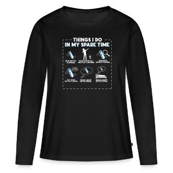 Bouteille d’eau Bouteille retournée Bouteille d’eau - T-shirt manches longues Premium bio Femme - noir - Devant - Julia (174cm)