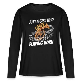 Instrument de musique Musique Ténor Partition Ténor Cor Barithorn - T-shirt manches longues Premium bio Femme - noir - Devant - Julia (174cm)
