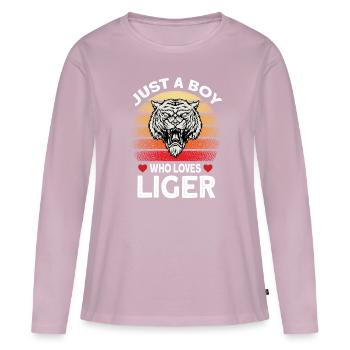 Cadeau amusant Liger - T-shirt manches longues Premium bio Femme - rose poudré - Devant - Julia (174cm)