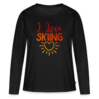J’adore skier - T-shirt manches longues Premium bio Femme - noir - Devant - Julia (174cm)
